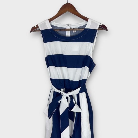J. Crew Striped Poplin Midi Dress Navy and White Size 10 CA438 New - Picture 5 of 11